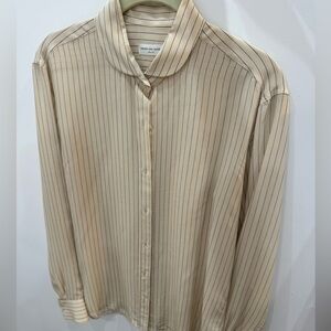 Dries Van Noten Beige Striped Button Down Shirt